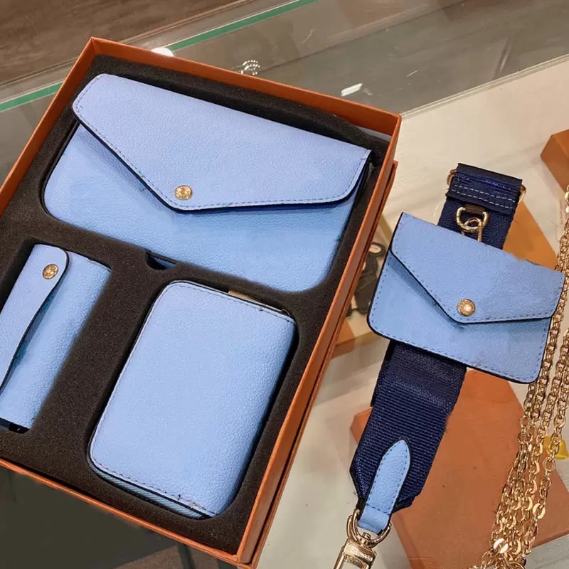 Fashion Shoulder Bags Women Handbags Wallet 3pcs Set Multi Pochette Classic Letter Old Flower Clucth Chain Crossbody Bag Purse Detchable Adjustable Tw