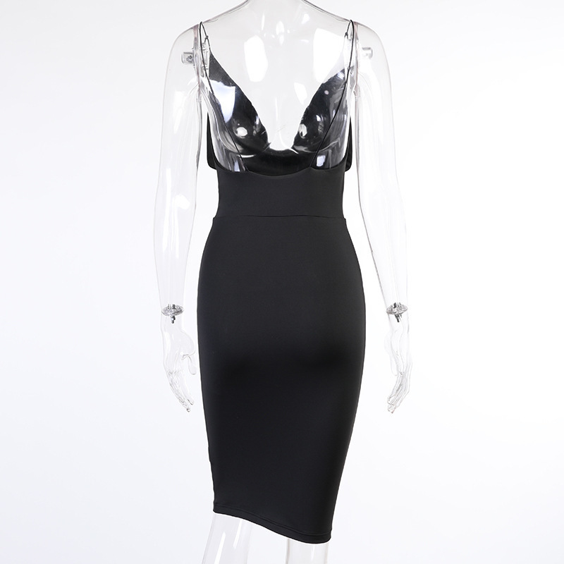 Asia Woman White Dress Spaghetti Strap Cowl V Neck Backless High Waist Bodycon Midi Dress Summer Sexy Club Party Vestidos 220511