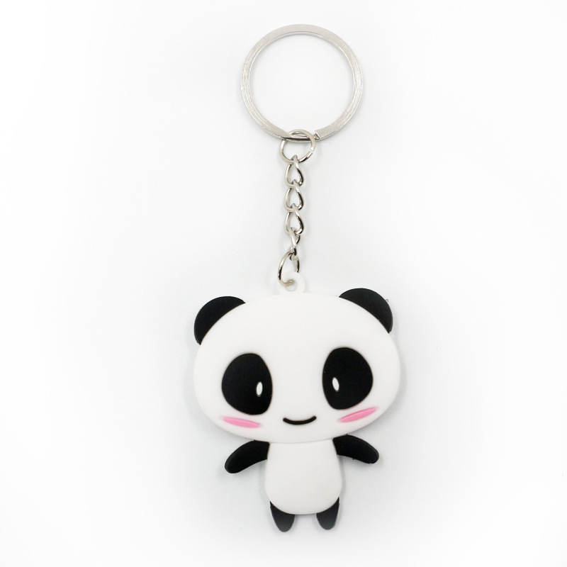 Panda Keychains PVC Silicone Cartoon Keychain Pendant Creative Gift Key Chain Keyring 6 Styles