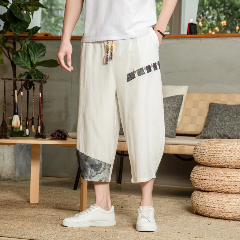 Man Pants Summer Baggy Male Harem Pants Cotton Linen Vintage Elastic Waist Casual Sweatpants Men Big Size Trousers 5XL 220817