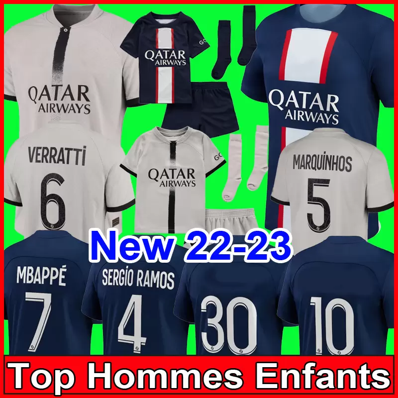 2023 soccer jerseys MBAPPE 7 HAKIMI SERGIO RAMOS WIJNALDUM 21 22 23 Maillots football shirt men kids kit set with socks uniform enfants maillot de foot