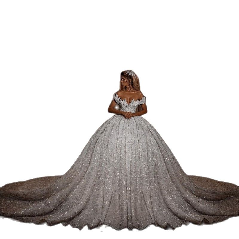 Ball Wedding Dresses Strapless Sleeveless V Neck Off Shoulder Sequins Appliques Lace Ruffles Floor Length Bridal Gown Vintage Plus Size Robes De Soire