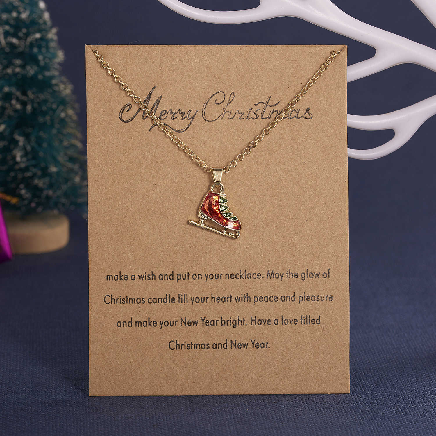 Fashion Enamel Christmas Tree Santa 2022 Claus Snowman Pendant Necklace Jewelry For Women Choker Clavicle Chain Card Party Gifts