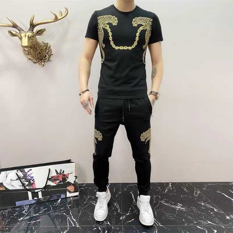 Men's Tracksuits -selling Printed Rhinestone Short Sleeve Suit Tiger Jacket Two-piece Crew Neck Quality Sportswear, As picture shown
Men's Tracksuits -selling Printed Rhinestone Short Sleeve Suit Tiger Jacket Two-piece Crew Neck Quality Sportswear, As picture shown