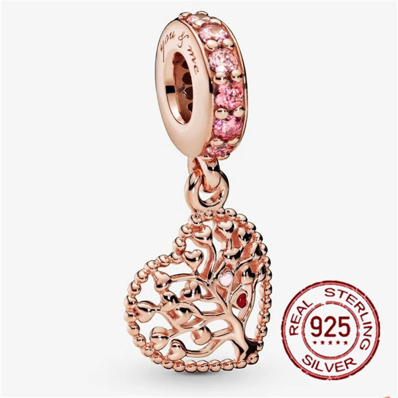 Popular High Quality 925 Sterling Silver Fall Flower Pink Collection Charm Beads For S925 Snake Bracelet Women DIY Jewelry Fashion Accessories