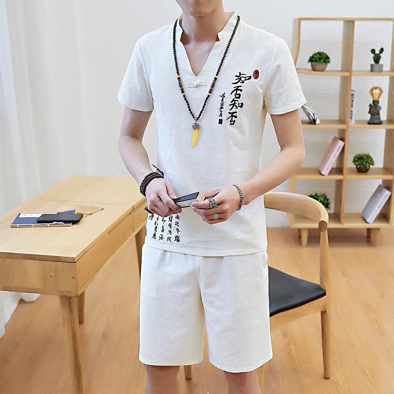 Men's Tracksuits Linen Sports Suit Embroidery Casual Short-sleeved T-shirt Set Chinese Elements Summer Man Top And Pants Plus Size
Men's Tracksuits Linen Sports Suit Embroidery Casual Short-sleeved T-shirt Set Chinese Elements Summer Man Top And Pants Plus Size