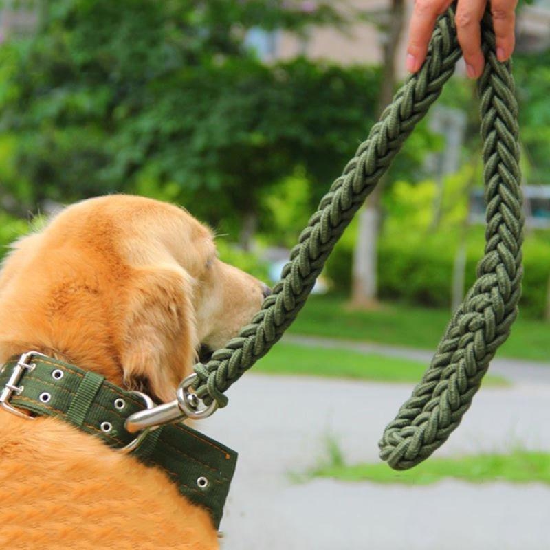 Update Dog Collars & Leashes Large Leash Heavy Duty Rope Braided Big Training For Medium Dogs Durable Nylon Pet Leads 110Cm Blackdog