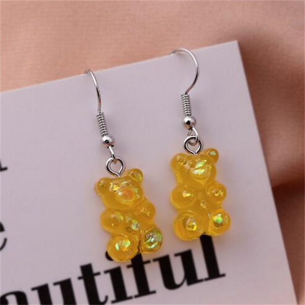 Simple Cute Colorful Acrylic Animal Bear Dangle Earrings for Girls Women Children Birthday Gift Lovely Jewelry GC1026