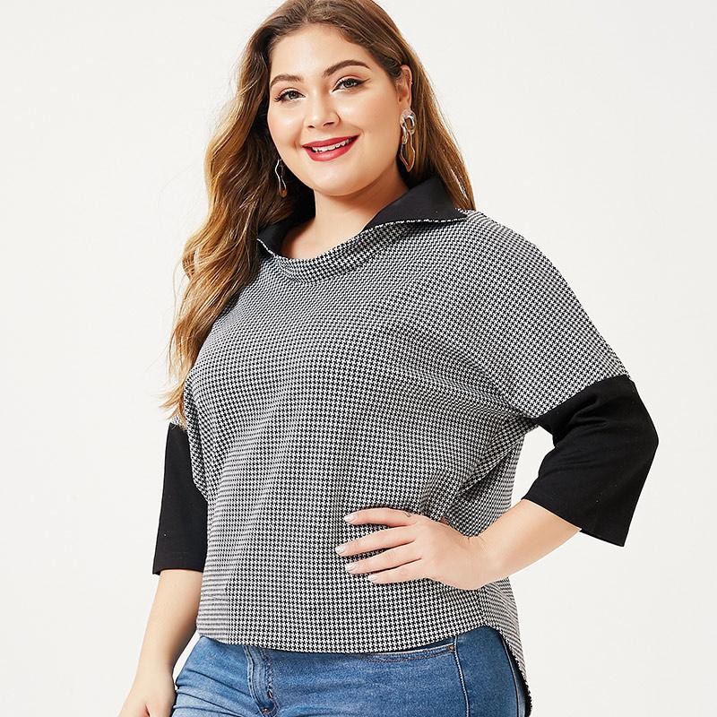Women's Plus Size T-Shirt Autumn Mom Clothes Long Sleeve Lapel Houndstooth Fashion Ladies Vintage Elegant Womens Tops, Gray
Women's Plus Size T-Shirt Autumn Mom Clothes Long Sleeve Lapel Houndstooth Fashion Ladies Vintage Elegant Womens Tops, Gray
