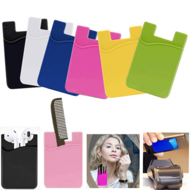 Silicone Wallet holders Cash Pocket Sticker 3M Glue Adhesive Stickon ID Holder Pouch For Mobile Phone XDJ197