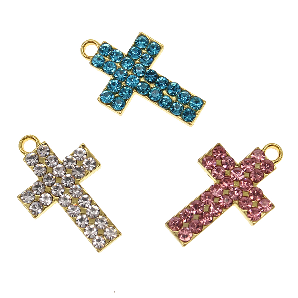 Cute Small DIY Craft Rhinestone Crystal Charms For Kids Cross Pacifier Bear Baby Stroller Evil Eye Shape Pendant Charm For Bracelet /Necklace
