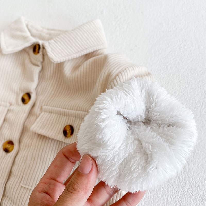 MI Winter Baby Rompers Toddler Girls Jumpsuits Corduroy Clothes Turn Down Collar Infant Outfit 220426
