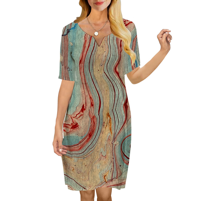 Women Dress Vintage Texture Pattern 3D Printed VNeck Loose Casual Short Sleeve Shift Dress for Female Dresses Regular 220616, Short sleeve dress-3
Women Dress Vintage Texture Pattern 3D Printed VNeck Loose Casual Short Sleeve Shift Dress for Female Dresses Regular 220616, Short sleeve dress-3