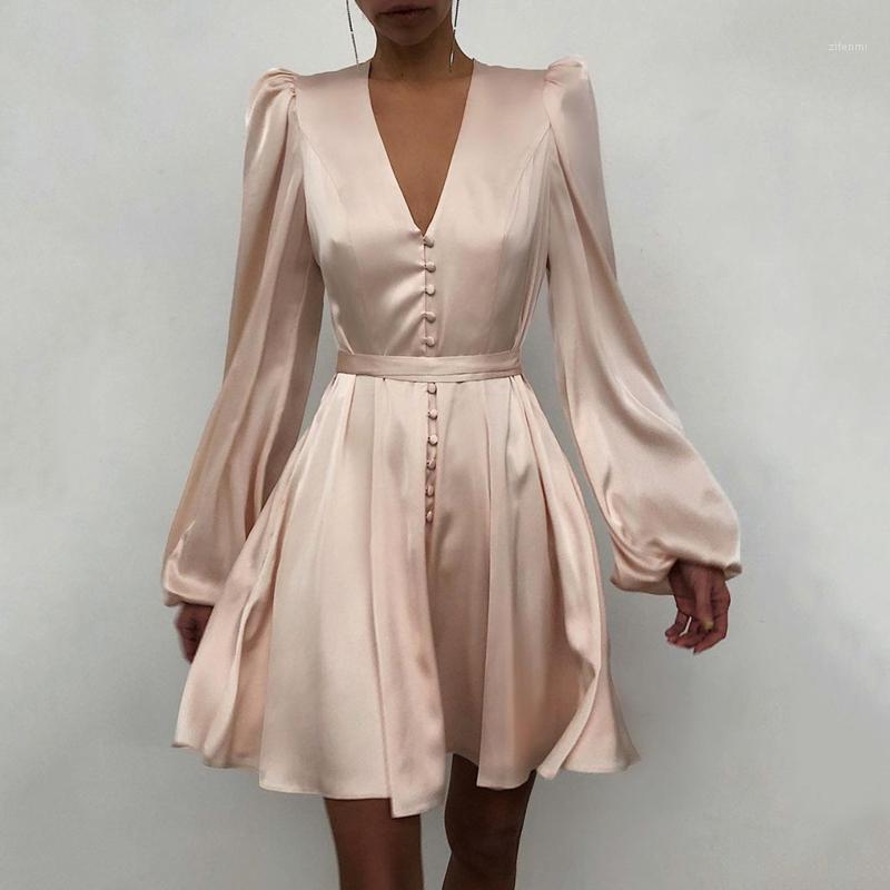 Casual Dresses Beige Single Breasted Sexy Dress Party Clud High Waist Satin Long Elegant V Neck Women Mini Lantern Sleeve
Casual Dresses Beige Single Breasted Sexy Dress Party Clud High Waist Satin Long Elegant V Neck Women Mini Lantern Sleeve