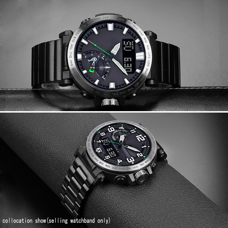 For Casio PROTREK mountain Climbing series PRW60PRW70PRW50Y Stainless steel metal watch strap 23mmBlack silver watch band 220706