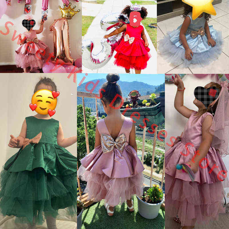 2022 Summer Sequin Big Bow Baby Girl Dress 1st First Birthday Party Wedding Dress For Girl Princess Evening Dresses Kid Clothes Y220510