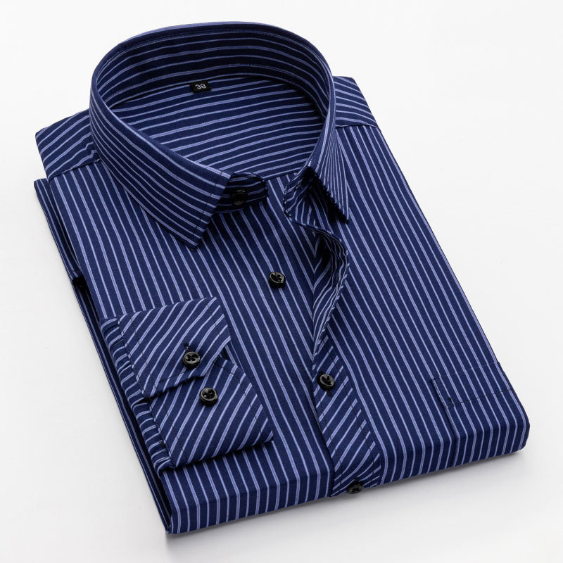Basic Business Men Dress Shirts Solid Color Stripe Twill Fashion Regular Fit Formal Work Long Sleeve Smart Casual Shirt 220322