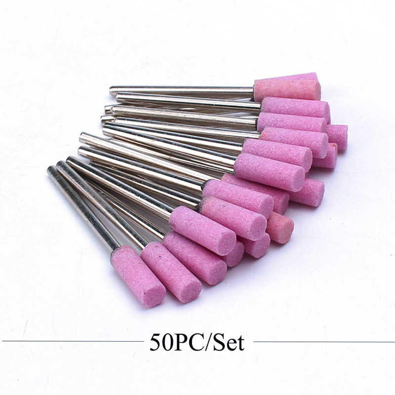 50pcs/Set Corundum Nail Drill Bit Milling Cutters Rotary Ceramic Stone Bur Electric Drills Bits For Manicure Pedicure Machine