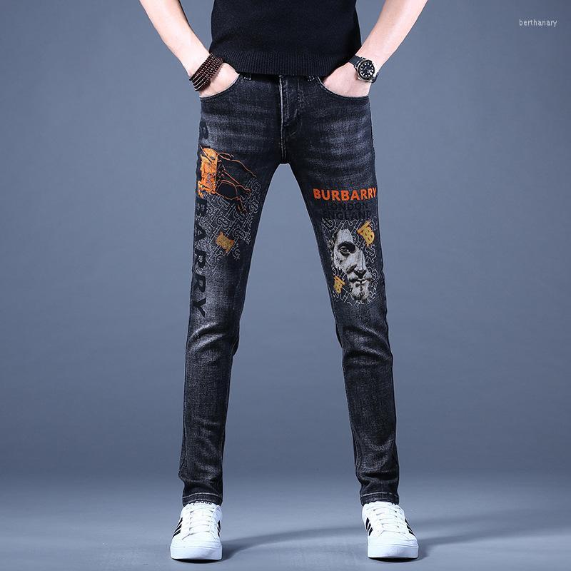 Men's Jeans High-end 2022 Men Pants Slim Fit Fashion Brand Printed Thin Casual Long Teenagers Cowboy Man Trousers Bert22, Black 
Men's Jeans High-end 2022 Men Pants Slim Fit Fashion Brand Printed Thin Casual Long Teenagers Cowboy Man Trousers Bert22, Black