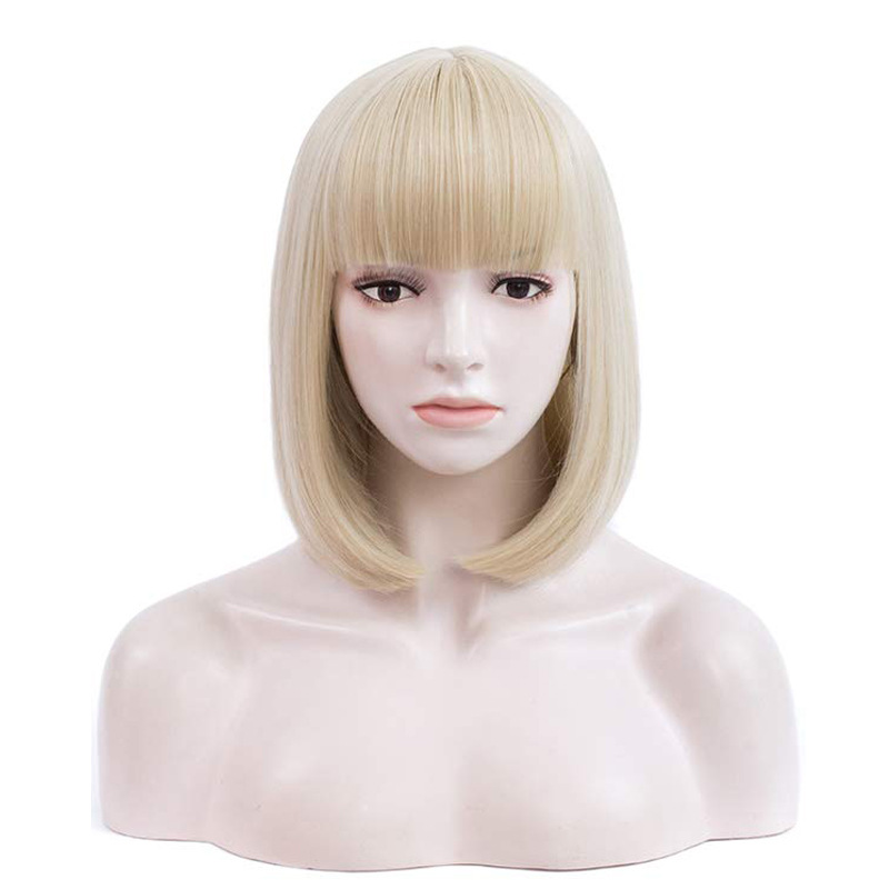 Euro USA Fashion Short Synthetic Straight wig Balck Wine Red Blond BOB Wigs For Women Daily Hair