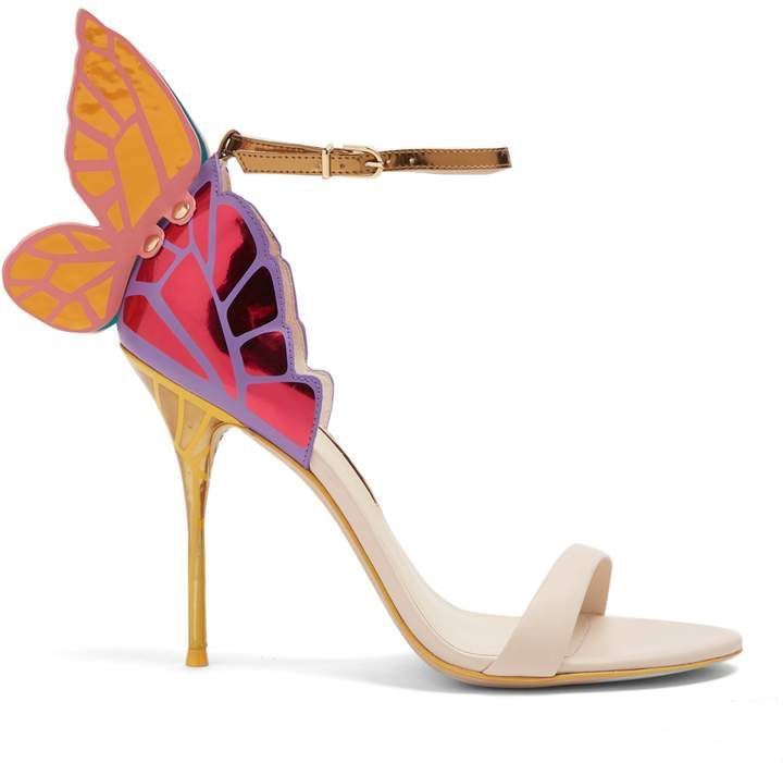 Designer Shoes Women Luxury Buty Damskie Butterfly Heels Sandals Metallic Leather High Heel Dress Wedding 220328