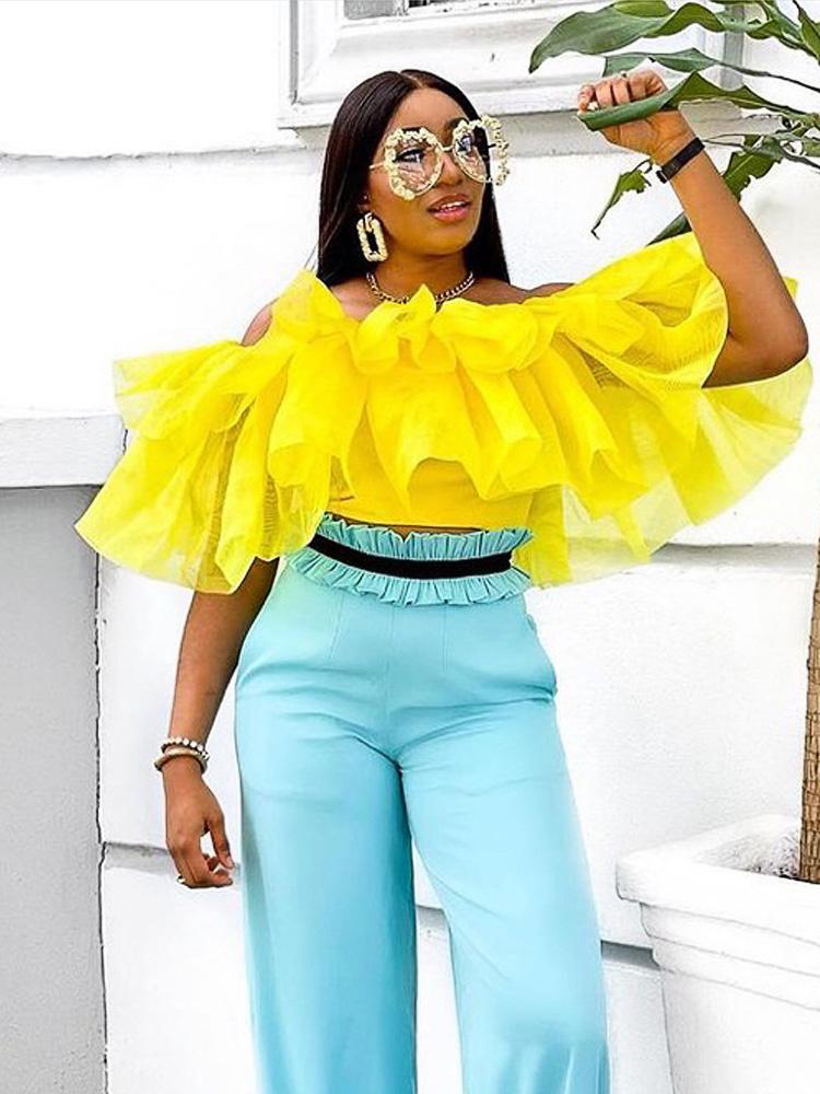 Women' Blouses & Shirts Sexy Off Shoulder Backless Women Mesh Ruffles Butterfly Sleeve Slash Neck Crop Tops Party Evening Clubwear FemaleWo, Yellow
Women' Blouses & Shirts Sexy Off Shoulder Backless Women Mesh Ruffles Butterfly Sleeve Slash Neck Crop Tops Party Evening Clubwear FemaleWo, Yellow