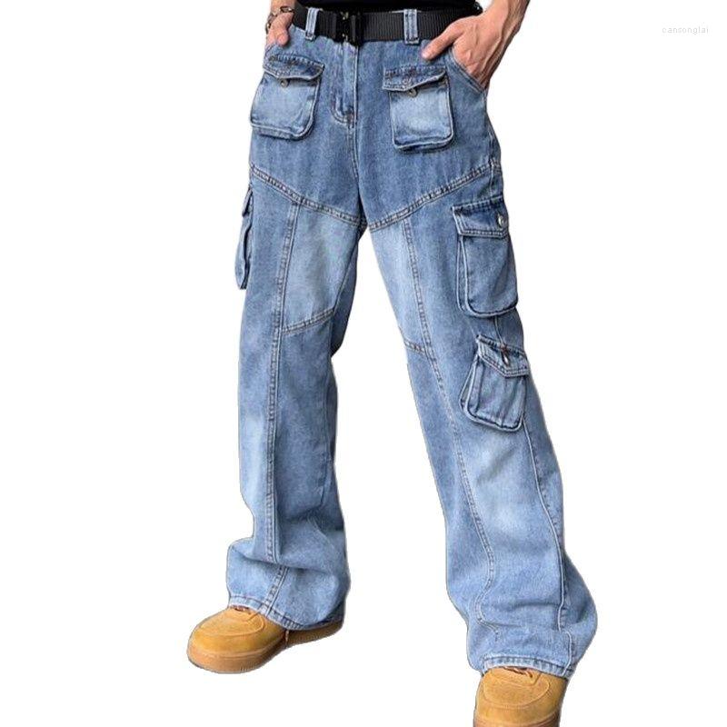 Men' Jeans High Street Overalls Denim Pants Multi-pocket Wide-leg Summer Thin High-waisted Floor-length JeansMen, Blue
Men' Jeans High Street Overalls Denim Pants Multi-pocket Wide-leg Summer Thin High-waisted Floor-length JeansMen, Blue