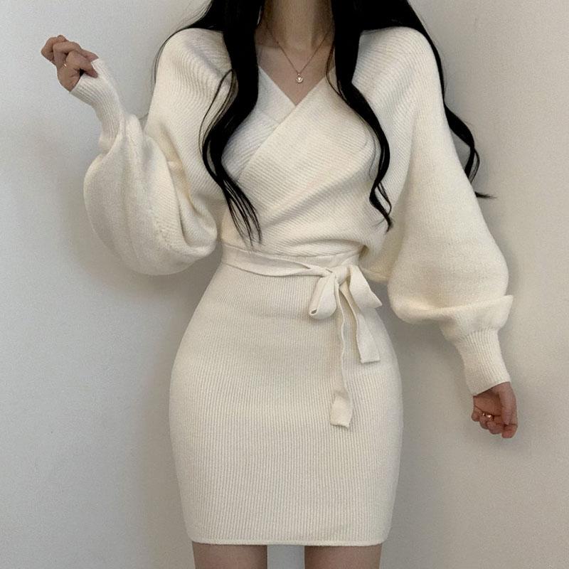 Casual Dresses 2022 Autumn Winter V-Neck Dress Lace-Up Waist Slimming Lantern Sleeve Knitted Bag Hip French Vintage Elegant Ladies, Black;gray
Casual Dresses 2022 Autumn Winter V-Neck Dress Lace-Up Waist Slimming Lantern Sleeve Knitted Bag Hip French Vintage Elegant Ladies, Black;gray