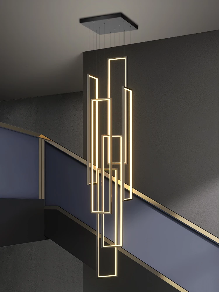 Black Staircase Chandelier Lamps Simple Dimming LED Light Modern Building High-rise Kitchen Living Room Decoration Long-Line
Black Staircase Chandelier Lamps Simple Dimming LED Light Modern Building High-rise Kitchen Living Room Decoration Long-Line