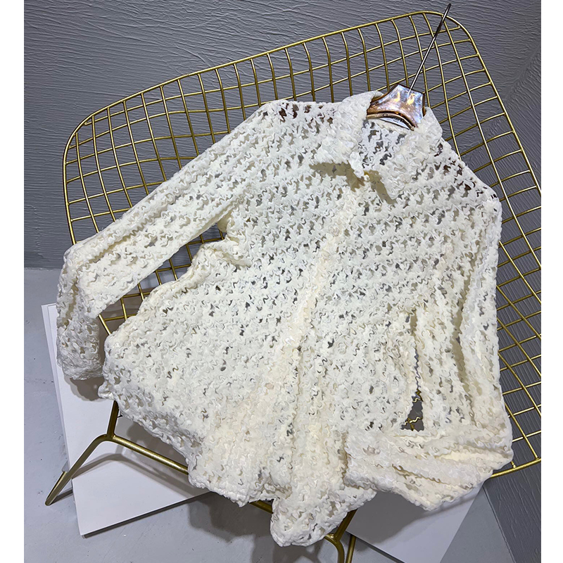 Brand Design Lace Hollow Out Loose Lady Blouses Women's Shirts Tops Female Turn Down Collar Long Sleeve Elegant Blouse Fashion Clothes, White
Brand Design Lace Hollow Out Loose Lady Blouses Women's Shirts Tops Female Turn Down Collar Long Sleeve Elegant Blouse Fashion Clothes, White