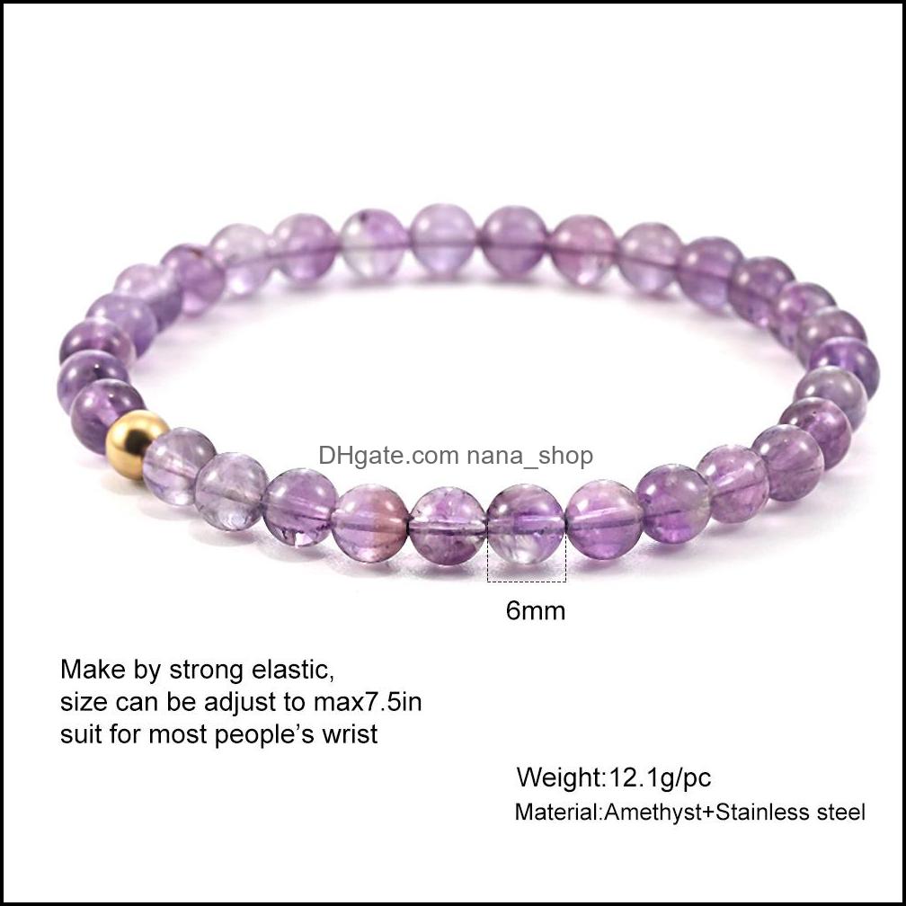 Beaded Strands Bracelets Jewelry Minimalist 6Mm Bead Bracelet For Women Men Tiger Eye Volcanic Stone Agate Beaded Yoga Stretch Drop Deliver