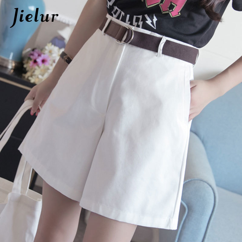 Jielur Shorts Allmatch 4 Solid Color Sashes Casual Shorts Women Aline High Waist Slim Short Femme Chic SXXL Ladies Bottom 220527
