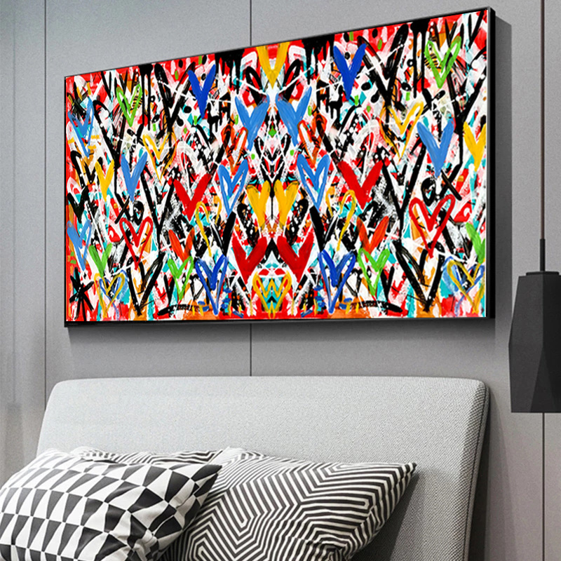 Graffiti Art Love Heart Wall Canvas Art Painting Pop Street Posters Prints Wall Art Pictures for Living Room Home Decor Cuadros