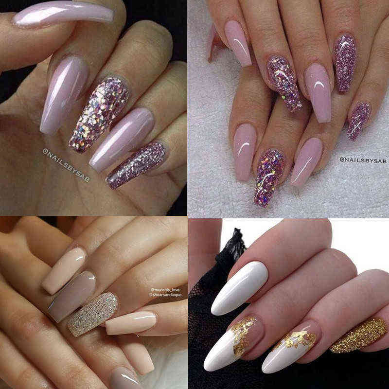 NXY Nail Gel 20pcs Glitter Uv Polish Set Rose Gold Nude Pink Series Led Varnish Semi Permanent Sequins 0328