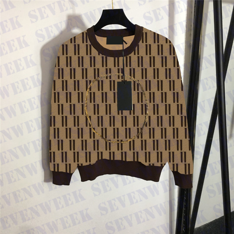 Winter Knits Sweaters Womens Designer Tops Portrait Rhinestones Luxury Knitted Pullover Long Sleeve Sweatshirts, Brown
Winter Knits Sweaters Womens Designer Tops Portrait Rhinestones Luxury Knitted Pullover Long Sleeve Sweatshirts, Brown