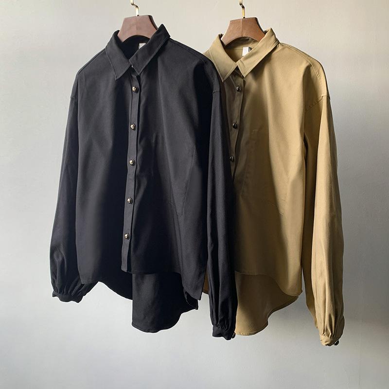 Women's Blouses & Shirts Women Khaki Black Blouse Lantern Sleeve Turn-Down Collar Ladies Single-Breasted Office Wear Irregular Loose Shirt A
Women's Blouses & Shirts Women Khaki Black Blouse Lantern Sleeve Turn-Down Collar Ladies Single-Breasted Office Wear Irregular Loose Shirt A