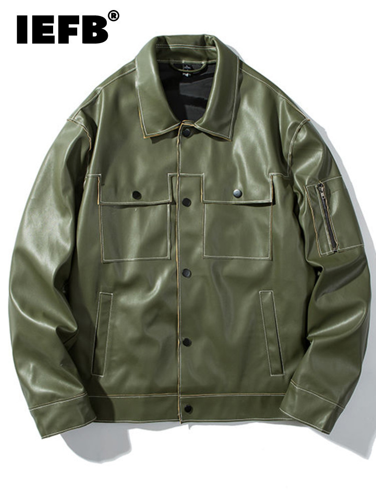 IEFB Autumn Pu Leather Jacket Men's Fashion High Street Male Coat Turndown Collar Long Sleeve Temperament 9A4497 220816, Green
IEFB Autumn Pu Leather Jacket Men's Fashion High Street Male Coat Turndown Collar Long Sleeve Temperament 9A4497 220816, Green
