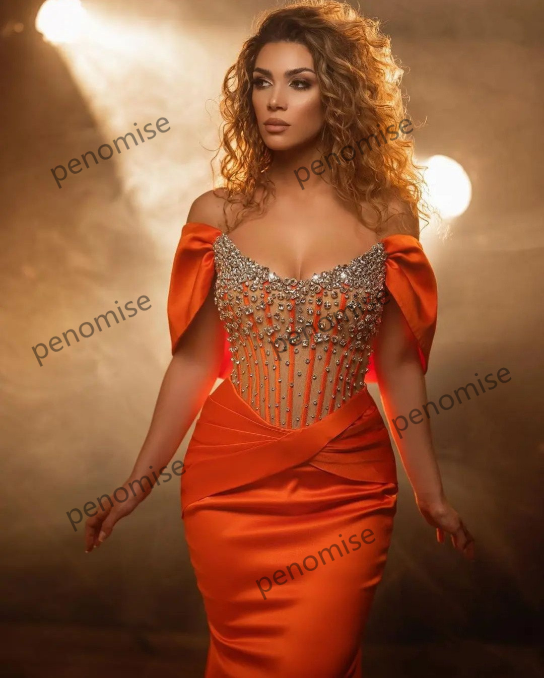 Mermaid Fancy Evening Dress Crystals Corset Top Illusion Prom Gowns Off The Shoulder Fashion Party Wear