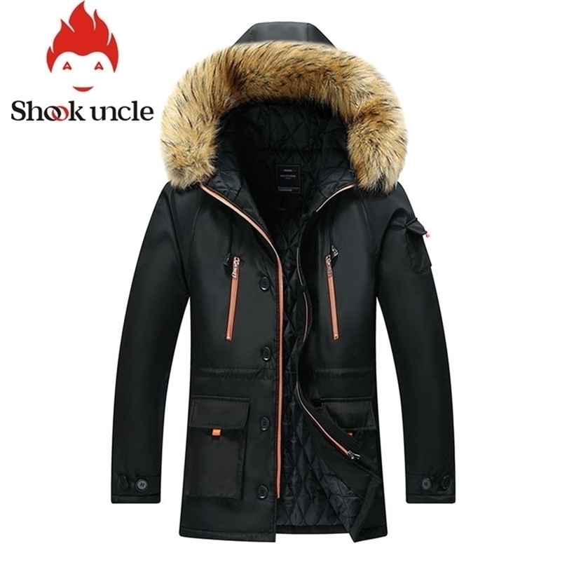Winter long Parka men Big fur collar jacket for men Hooded windbreaker Warm Plus Thick coat male waterproof clothes Daddy Coats 201128