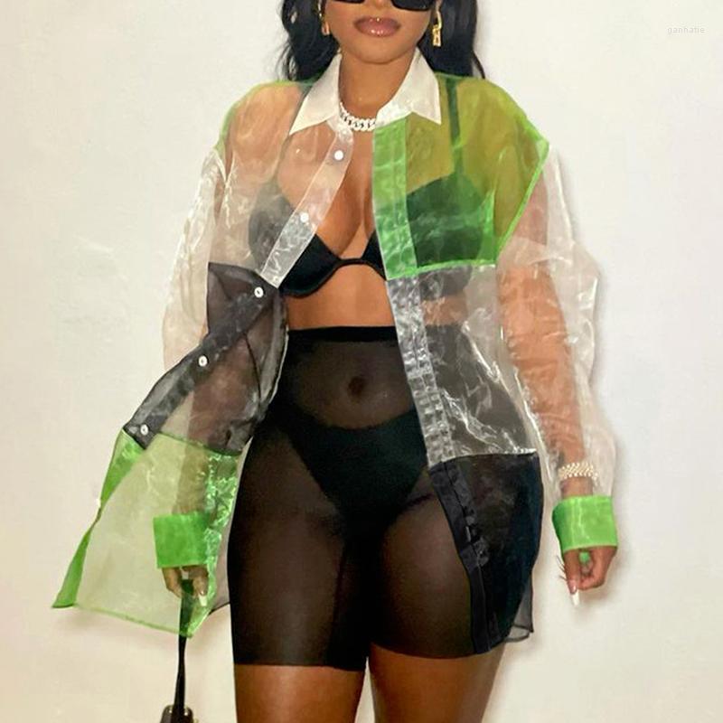 Women' Blouses & Shirts Fashion Women' 2022 Autumn And Winter Sexy Perspective Stitching Contrast Color Lapel Button Long-sleeved T-sh, Green
Women' Blouses & Shirts Fashion Women' 2022 Autumn And Winter Sexy Perspective Stitching Contrast Color Lapel Button Long-sleeved T-sh, Green