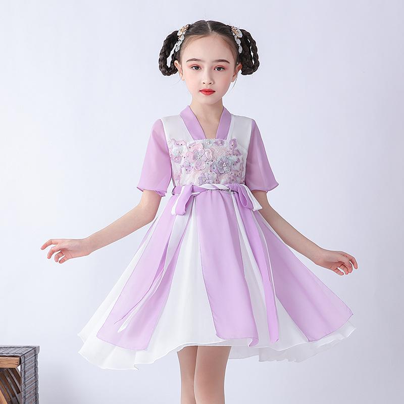 Girl's Dresses Chinese Hanfu Style Classical Girls Dress Year Kids Flowers Outwear Clothes Delicate Quality, Purple
Girl's Dresses Chinese Hanfu Style Classical Girls Dress Year Kids Flowers Outwear Clothes Delicate Quality, Purple