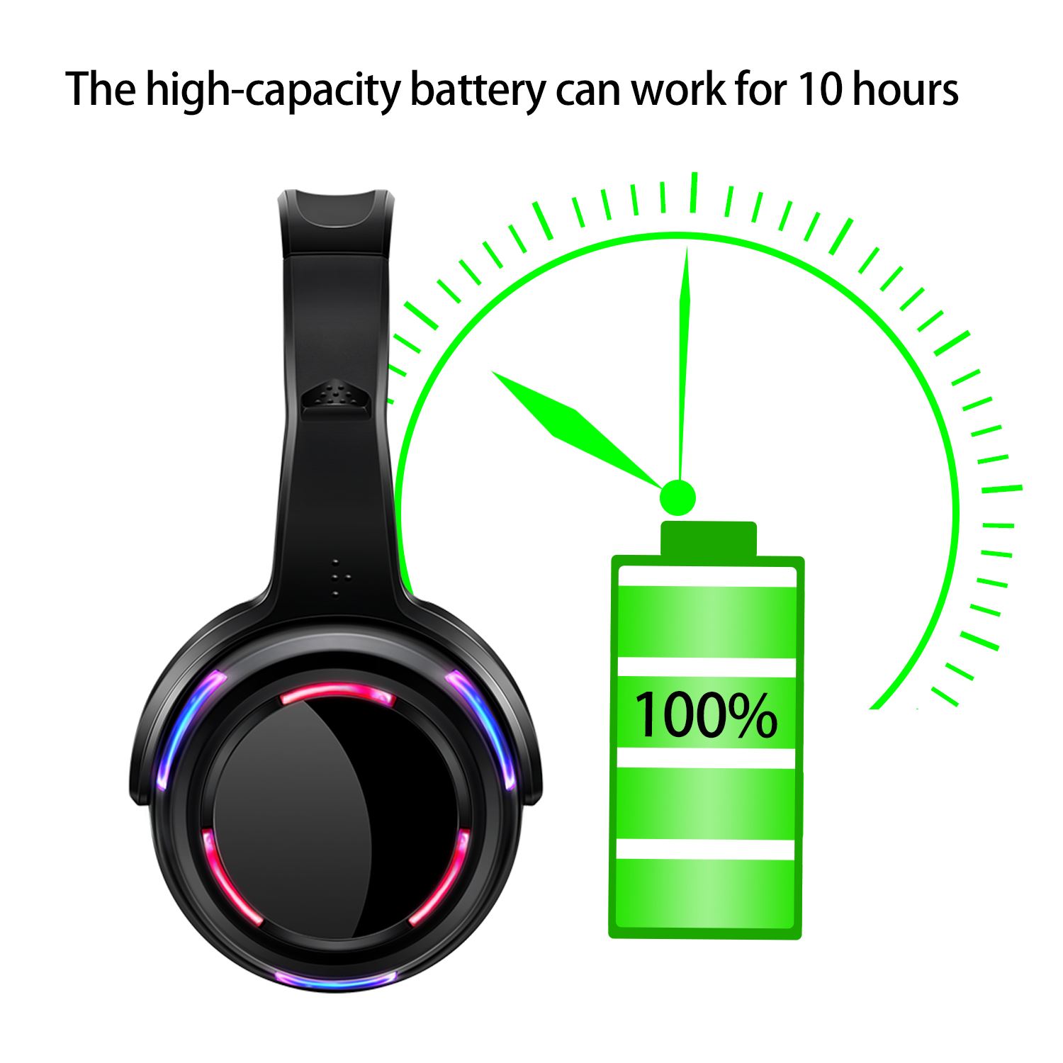RF Silent Disco Equipment Led Flashing Wireless headphones 200m distance Bundle Including 10 Headphones and 1 Transmitters