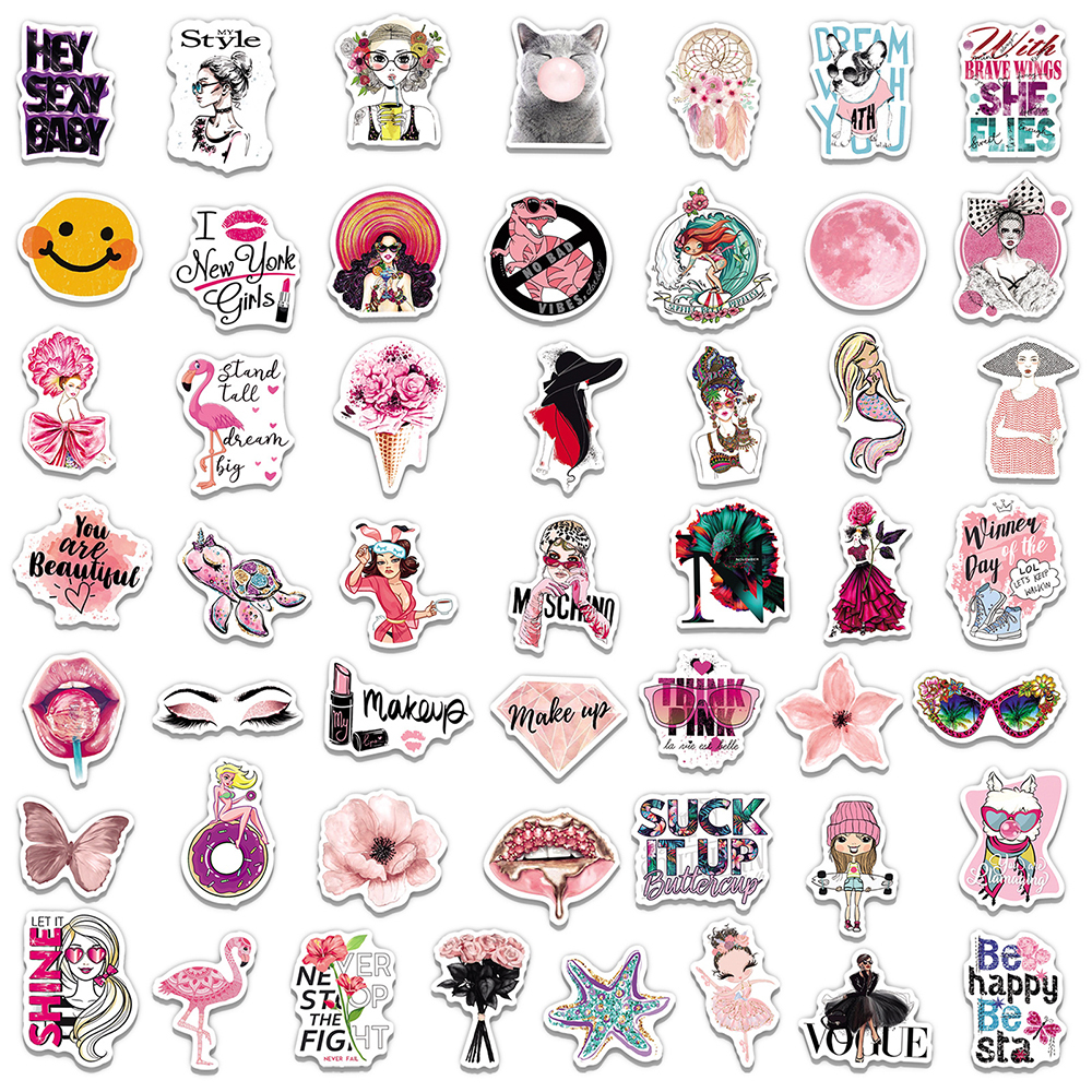New Waterproof 10/30/50PCS Mix Pink Style Girl Cartoon Stickers Aesthetic Laptop Phone Guitar Graffiti Decals Sticker Kid Toys sticker