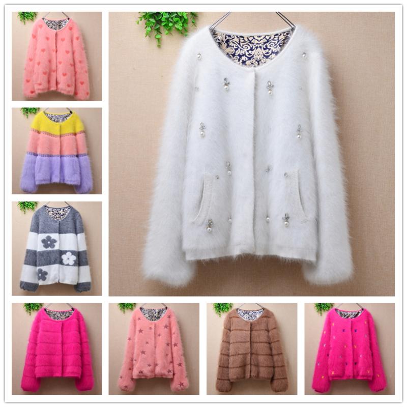 Women's Knits & Tees Female Women Autumn Winter Clothing Hairy Plush Mink Cashmere Knitted Long Sleeves Slim Short Cardigan Angora Fur Coat, Body55cm chest86cm
Women's Knits & Tees Female Women Autumn Winter Clothing Hairy Plush Mink Cashmere Knitted Long Sleeves Slim Short Cardigan Angora Fur Coat, Body55cm chest86cm