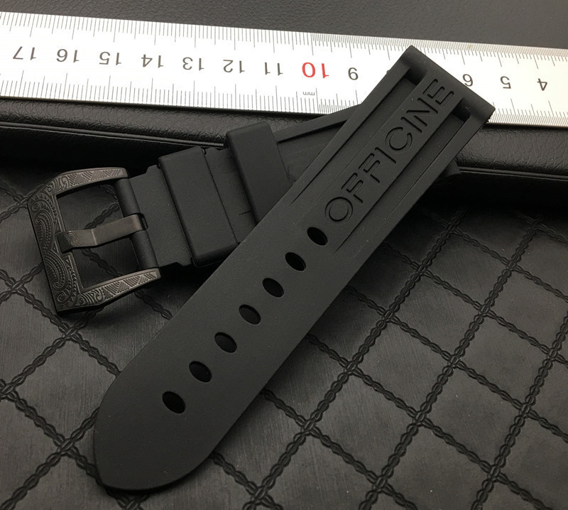 22mm 24mm 26mm Black Blue Red Orange white army green watch band Silicone Rubber Watchband fit For Panerai Strap needle buckle 220526