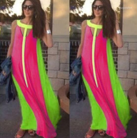 Fahion Beach Dress Bright Color Patchwork Casual Dresses Sleeveless Sundress Loose Long Women Summer Boho Maxi
Fahion Beach Dress Bright Color Patchwork Casual Dresses Sleeveless Sundress Loose Long Women Summer Boho Maxi