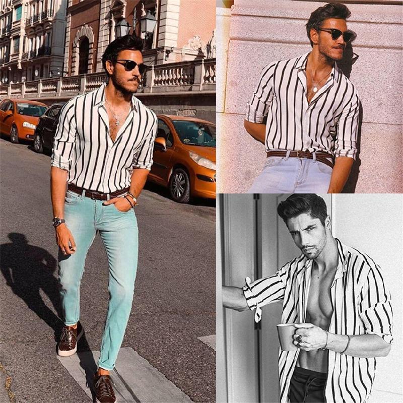 Men Long Sleeve Shirts Blouse Top 2022 Fashion Vertical Striped Casual Button Down Dress Slim Fit Shirt Chemise Homme Men's, 303
Men Long Sleeve Shirts Blouse Top 2022 Fashion Vertical Striped Casual Button Down Dress Slim Fit Shirt Chemise Homme Men's, 303