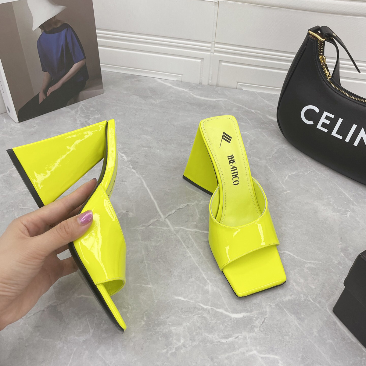 yellow The Attico Devon Heeled Sandals slippers patent leather chunky mules high heels shoes slip on slides open toes shoe women luxury W92P, Lightgreen
yellow The Attico Devon Heeled Sandals slippers patent leather chunky mules high heels shoes slip on slides open toes shoe women luxury W92P, Lightgreen