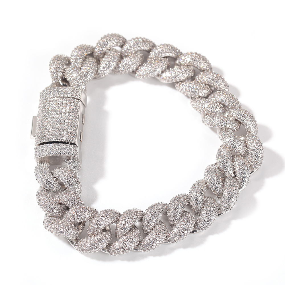 Fashion Mens Hip Hop Bracelet Jewelry 3D Iced Out Chain Gold Silver Miami Cuban Link Chains Bracelets 14MM