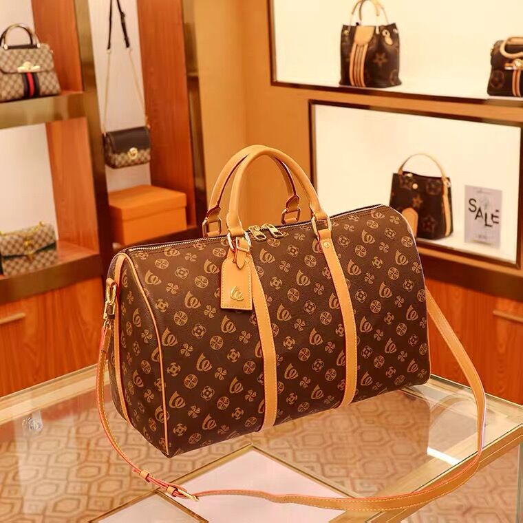 

Louis Vuitton Lv high quality Double G duffle bag Duffel Bags luggages Travelling handBags Women large capacity luggage bag baggage waterproof handbag, Black flower